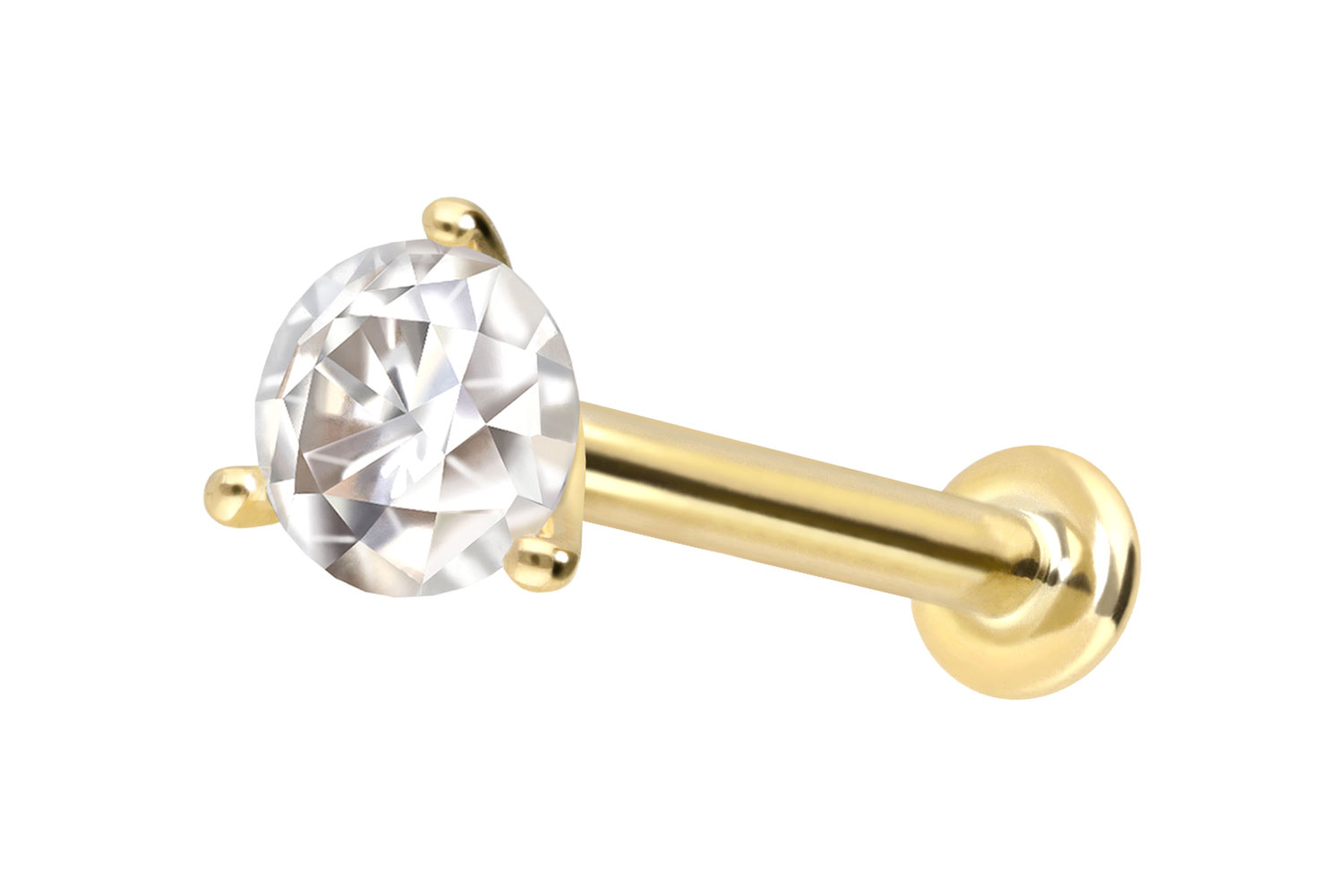 14 Karat Gold Labret Piercing mit Push Fit MOISSANIT